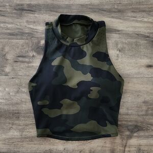 Camo High Neck Sleeveless Crop Top Women's XS All In Motion